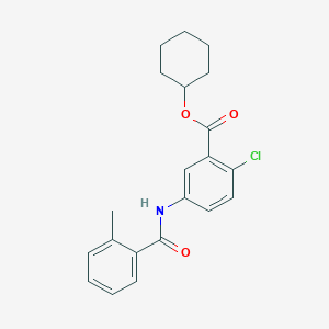 molecular formula C21H22ClNO3 B071048 Benzoic acid, 2-chloro-5-((2-methylbenzoyl)amino)-, cyclohexyl ester CAS No. 178870-10-5