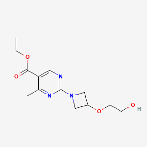 molecular formula C13H19N3O4 B7105488 Ethyl 2-[3-(2-hydroxyethoxy)azetidin-1-yl]-4-methylpyrimidine-5-carboxylate 