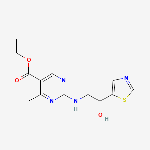 molecular formula C13H16N4O3S B7105568 Ethyl 2-[[2-hydroxy-2-(1,3-thiazol-5-yl)ethyl]amino]-4-methylpyrimidine-5-carboxylate 