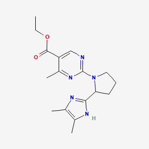 molecular formula C17H23N5O2 B7105622 ethyl 2-[2-(4,5-dimethyl-1H-imidazol-2-yl)pyrrolidin-1-yl]-4-methylpyrimidine-5-carboxylate 