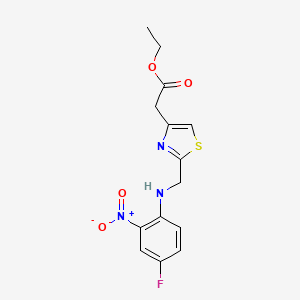 molecular formula C14H14FN3O4S B7105854 Ethyl 2-[2-[(4-fluoro-2-nitroanilino)methyl]-1,3-thiazol-4-yl]acetate 