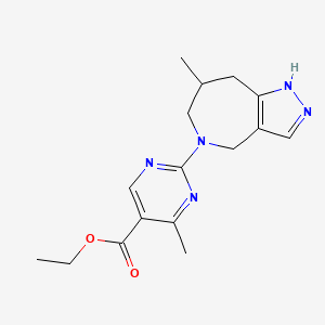 molecular formula C16H21N5O2 B7105899 ethyl 4-methyl-2-(7-methyl-4,6,7,8-tetrahydro-1H-pyrazolo[4,3-c]azepin-5-yl)pyrimidine-5-carboxylate 