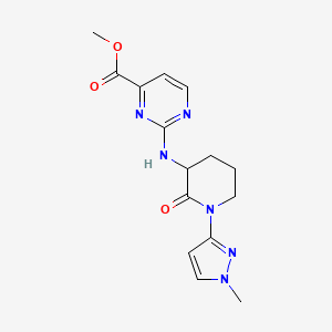 molecular formula C15H18N6O3 B7106155 Methyl 2-[[1-(1-methylpyrazol-3-yl)-2-oxopiperidin-3-yl]amino]pyrimidine-4-carboxylate 