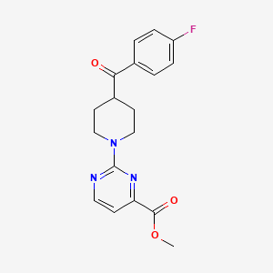 molecular formula C18H18FN3O3 B7106167 Methyl 2-[4-(4-fluorobenzoyl)piperidin-1-yl]pyrimidine-4-carboxylate 