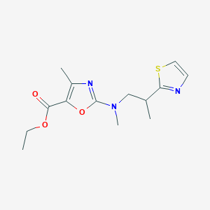 molecular formula C14H19N3O3S B7106175 Ethyl 4-methyl-2-[methyl-[2-(1,3-thiazol-2-yl)propyl]amino]-1,3-oxazole-5-carboxylate 