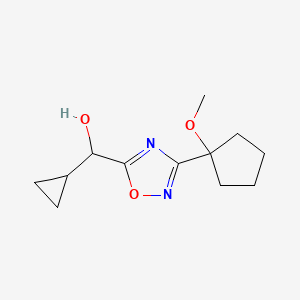 molecular formula C12H18N2O3 B7106245 Cyclopropyl-[3-(1-methoxycyclopentyl)-1,2,4-oxadiazol-5-yl]methanol 