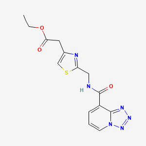 molecular formula C14H14N6O3S B7106603 Ethyl 2-[2-[(tetrazolo[1,5-a]pyridine-8-carbonylamino)methyl]-1,3-thiazol-4-yl]acetate 