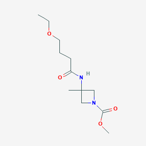 molecular formula C12H22N2O4 B7107046 Methyl 3-(4-ethoxybutanoylamino)-3-methylazetidine-1-carboxylate 