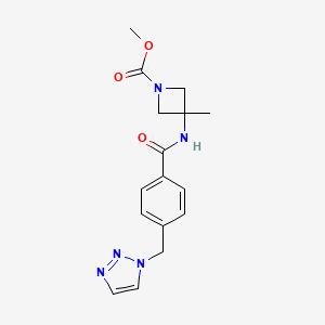 molecular formula C16H19N5O3 B7107054 Methyl 3-methyl-3-[[4-(triazol-1-ylmethyl)benzoyl]amino]azetidine-1-carboxylate 