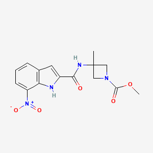 molecular formula C15H16N4O5 B7107066 methyl 3-methyl-3-[(7-nitro-1H-indole-2-carbonyl)amino]azetidine-1-carboxylate 