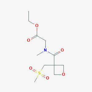 molecular formula C11H19NO6S B7107155 Ethyl 2-[methyl-[3-(methylsulfonylmethyl)oxetane-3-carbonyl]amino]acetate 