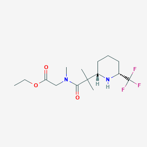 molecular formula C15H25F3N2O3 B7107243 ethyl 2-[methyl-[2-methyl-2-[(2S,6R)-6-(trifluoromethyl)piperidin-2-yl]propanoyl]amino]acetate 