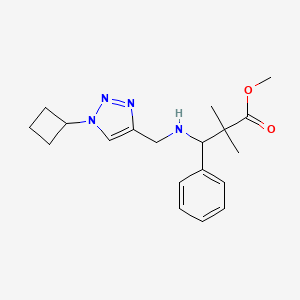 molecular formula C19H26N4O2 B7107320 Methyl 3-[(1-cyclobutyltriazol-4-yl)methylamino]-2,2-dimethyl-3-phenylpropanoate 