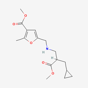 molecular formula C16H23NO5 B7107333 Methyl 5-[[[2-(cyclopropylmethyl)-3-methoxy-3-oxopropyl]amino]methyl]-2-methylfuran-3-carboxylate 