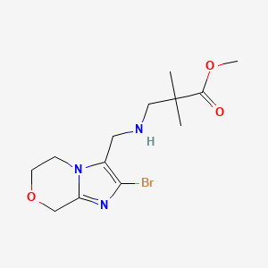 molecular formula C13H20BrN3O3 B7107430 methyl 3-[(2-bromo-6,8-dihydro-5H-imidazo[2,1-c][1,4]oxazin-3-yl)methylamino]-2,2-dimethylpropanoate 