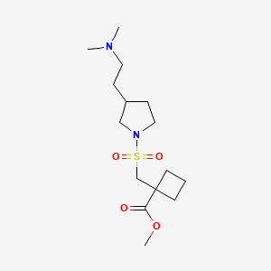 molecular formula C15H28N2O4S B7107653 Methyl 1-[[3-[2-(dimethylamino)ethyl]pyrrolidin-1-yl]sulfonylmethyl]cyclobutane-1-carboxylate 