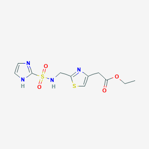 molecular formula C11H14N4O4S2 B7107705 ethyl 2-[2-[(1H-imidazol-2-ylsulfonylamino)methyl]-1,3-thiazol-4-yl]acetate 