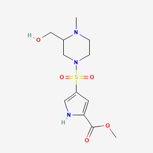 molecular formula C12H19N3O5S B7107841 methyl 4-[3-(hydroxymethyl)-4-methylpiperazin-1-yl]sulfonyl-1H-pyrrole-2-carboxylate 