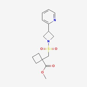 molecular formula C15H20N2O4S B7107864 Methyl 1-[(3-pyridin-2-ylazetidin-1-yl)sulfonylmethyl]cyclobutane-1-carboxylate 