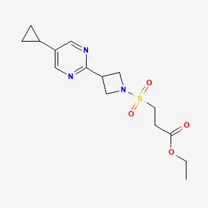 molecular formula C15H21N3O4S B7107909 Ethyl 3-[3-(5-cyclopropylpyrimidin-2-yl)azetidin-1-yl]sulfonylpropanoate 