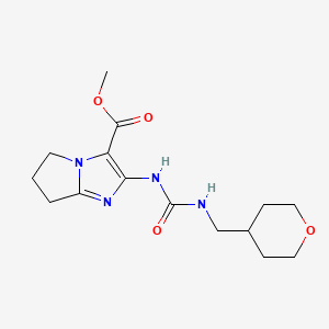 molecular formula C15H22N4O4 B7107982 methyl 2-(oxan-4-ylmethylcarbamoylamino)-6,7-dihydro-5H-pyrrolo[1,2-a]imidazole-3-carboxylate 