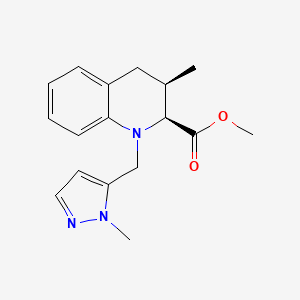 molecular formula C17H21N3O2 B7108307 methyl (2S,3R)-3-methyl-1-[(2-methylpyrazol-3-yl)methyl]-3,4-dihydro-2H-quinoline-2-carboxylate 