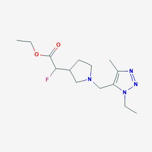 molecular formula C14H23FN4O2 B7108606 Ethyl 2-[1-[(3-ethyl-5-methyltriazol-4-yl)methyl]pyrrolidin-3-yl]-2-fluoroacetate 