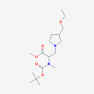 molecular formula C17H32N2O5 B7108712 Methyl 3-[3-(ethoxymethyl)pyrrolidin-1-yl]-2-[methyl-[(2-methylpropan-2-yl)oxycarbonyl]amino]propanoate 