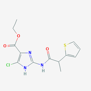 molecular formula C13H14ClN3O3S B7108854 ethyl 5-chloro-2-(2-thiophen-2-ylpropanoylamino)-1H-imidazole-4-carboxylate 