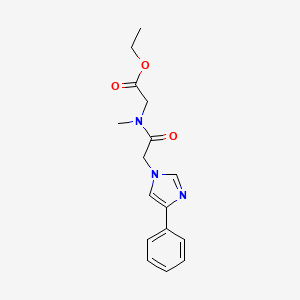 molecular formula C16H19N3O3 B7109067 Ethyl 2-[methyl-[2-(4-phenylimidazol-1-yl)acetyl]amino]acetate 