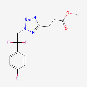 molecular formula C13H13F3N4O2 B7109255 Methyl 3-[2-[2,2-difluoro-2-(4-fluorophenyl)ethyl]tetrazol-5-yl]propanoate 