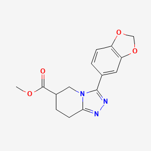 molecular formula C15H15N3O4 B7109489 Methyl 3-(1,3-benzodioxol-5-yl)-5,6,7,8-tetrahydro-[1,2,4]triazolo[4,3-a]pyridine-6-carboxylate 