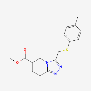 molecular formula C16H19N3O2S B7109510 Methyl 3-[(4-methylphenyl)sulfanylmethyl]-5,6,7,8-tetrahydro-[1,2,4]triazolo[4,3-a]pyridine-6-carboxylate 