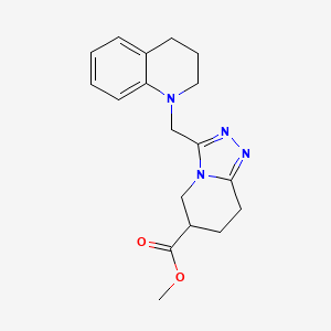 molecular formula C18H22N4O2 B7109515 methyl 3-(3,4-dihydro-2H-quinolin-1-ylmethyl)-5,6,7,8-tetrahydro-[1,2,4]triazolo[4,3-a]pyridine-6-carboxylate 