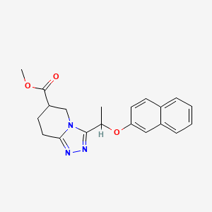 molecular formula C20H21N3O3 B7109569 Methyl 3-(1-naphthalen-2-yloxyethyl)-5,6,7,8-tetrahydro-[1,2,4]triazolo[4,3-a]pyridine-6-carboxylate 