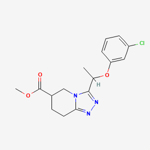 molecular formula C16H18ClN3O3 B7109594 Methyl 3-[1-(3-chlorophenoxy)ethyl]-5,6,7,8-tetrahydro-[1,2,4]triazolo[4,3-a]pyridine-6-carboxylate 