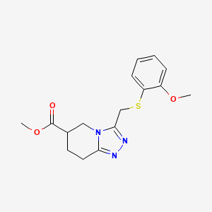 molecular formula C16H19N3O3S B7109605 Methyl 3-[(2-methoxyphenyl)sulfanylmethyl]-5,6,7,8-tetrahydro-[1,2,4]triazolo[4,3-a]pyridine-6-carboxylate 