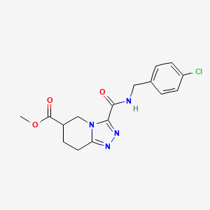 molecular formula C16H17ClN4O3 B7109611 Methyl 3-[(4-chlorophenyl)methylcarbamoyl]-5,6,7,8-tetrahydro-[1,2,4]triazolo[4,3-a]pyridine-6-carboxylate 