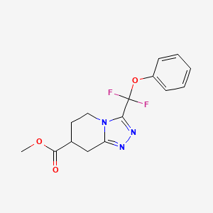 molecular formula C15H15F2N3O3 B7109647 Methyl 3-[difluoro(phenoxy)methyl]-5,6,7,8-tetrahydro-[1,2,4]triazolo[4,3-a]pyridine-7-carboxylate 