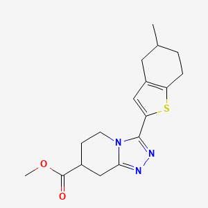 molecular formula C17H21N3O2S B7109672 Methyl 3-(5-methyl-4,5,6,7-tetrahydro-1-benzothiophen-2-yl)-5,6,7,8-tetrahydro-[1,2,4]triazolo[4,3-a]pyridine-7-carboxylate 