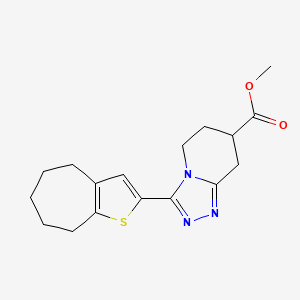 molecular formula C17H21N3O2S B7109682 methyl 3-(5,6,7,8-tetrahydro-4H-cyclohepta[b]thiophen-2-yl)-5,6,7,8-tetrahydro-[1,2,4]triazolo[4,3-a]pyridine-7-carboxylate 