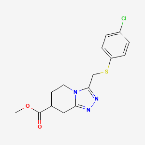 molecular formula C15H16ClN3O2S B7109699 Methyl 3-[(4-chlorophenyl)sulfanylmethyl]-5,6,7,8-tetrahydro-[1,2,4]triazolo[4,3-a]pyridine-7-carboxylate 