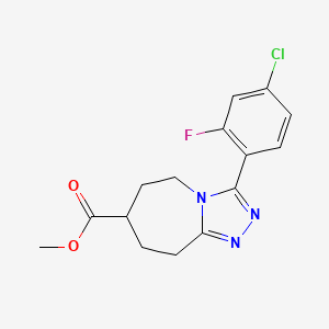 molecular formula C15H15ClFN3O2 B7109804 methyl 3-(4-chloro-2-fluorophenyl)-6,7,8,9-tetrahydro-5H-[1,2,4]triazolo[4,3-a]azepine-7-carboxylate 