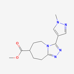 molecular formula C13H17N5O2 B7109812 methyl 3-(1-methylpyrazol-4-yl)-6,7,8,9-tetrahydro-5H-[1,2,4]triazolo[4,3-a]azepine-7-carboxylate 