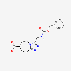 molecular formula C18H22N4O4 B7109829 methyl 3-(phenylmethoxycarbonylaminomethyl)-6,7,8,9-tetrahydro-5H-[1,2,4]triazolo[4,3-a]azepine-7-carboxylate 