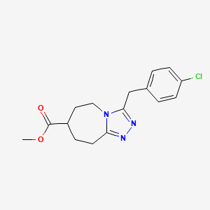 molecular formula C16H18ClN3O2 B7109841 methyl 3-[(4-chlorophenyl)methyl]-6,7,8,9-tetrahydro-5H-[1,2,4]triazolo[4,3-a]azepine-7-carboxylate 