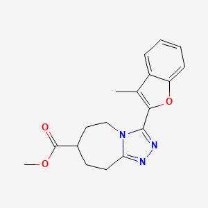 molecular formula C18H19N3O3 B7109863 methyl 3-(3-methyl-1-benzofuran-2-yl)-6,7,8,9-tetrahydro-5H-[1,2,4]triazolo[4,3-a]azepine-7-carboxylate 