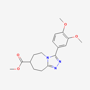 molecular formula C17H21N3O4 B7109900 methyl 3-(3,4-dimethoxyphenyl)-6,7,8,9-tetrahydro-5H-[1,2,4]triazolo[4,3-a]azepine-7-carboxylate 