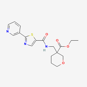 molecular formula C18H21N3O4S B7110083 Ethyl 3-[[(2-pyridin-3-yl-1,3-thiazole-5-carbonyl)amino]methyl]oxane-3-carboxylate 