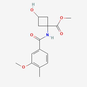 molecular formula C15H19NO5 B7110217 Methyl 3-hydroxy-1-[(3-methoxy-4-methylbenzoyl)amino]cyclobutane-1-carboxylate 